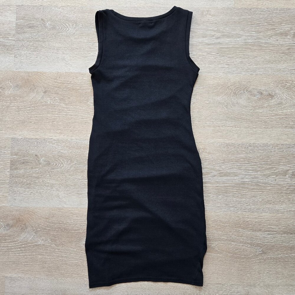 Leith Ruched Bodycon Tank Dress Black Sleeveless Tulip Hem XS Little Black Dress - Picture 11 of 16